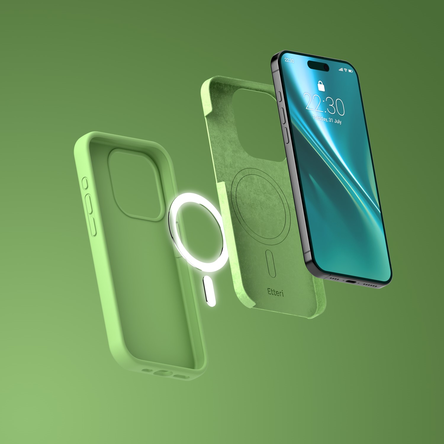 Etteri Silicone Mag-fodral för iPhone 15 Pro Max 6,7″ i ljusgrön