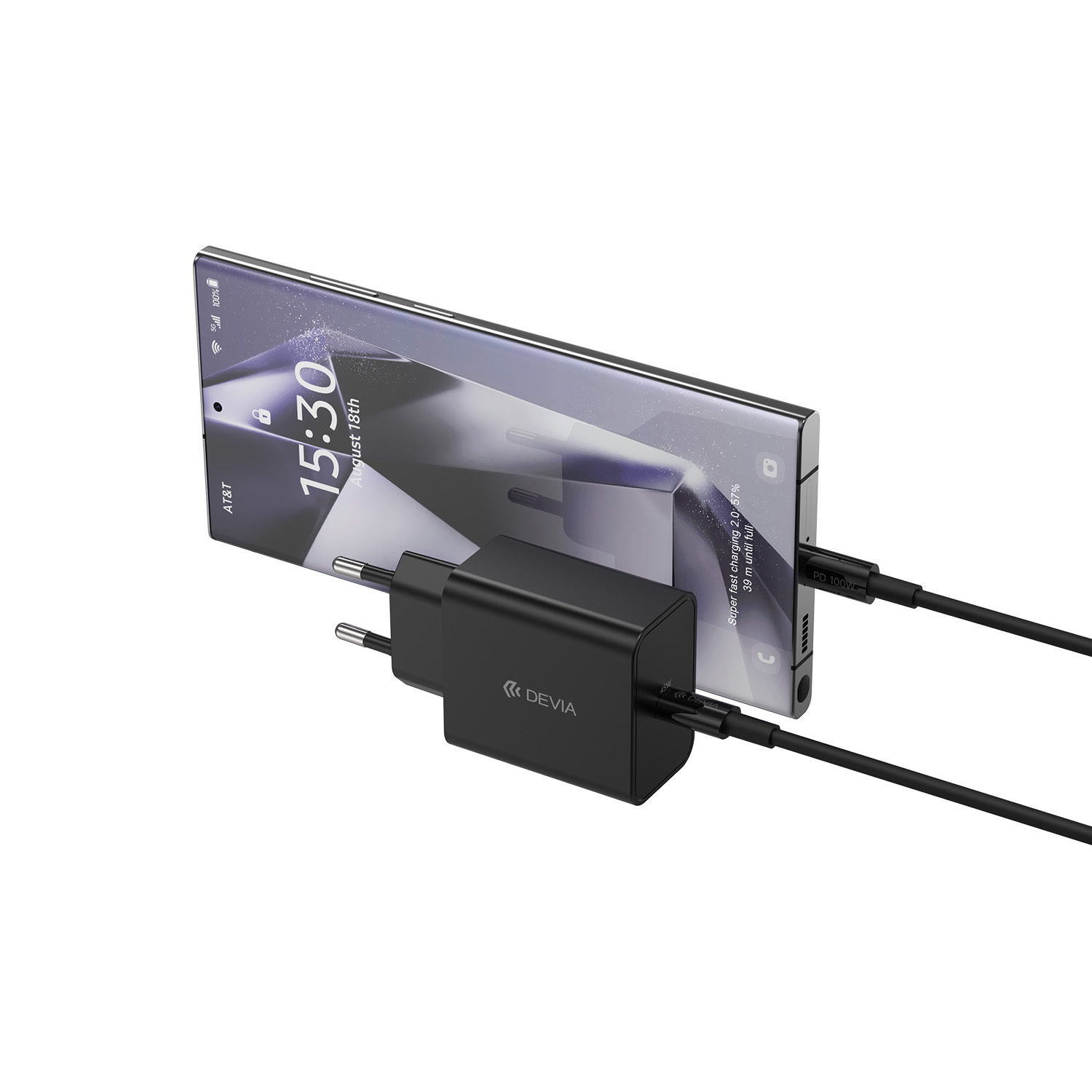 Devia väggladdare Rocket PD 45W 1x USB-C vit + kabel USB-C – USB-C