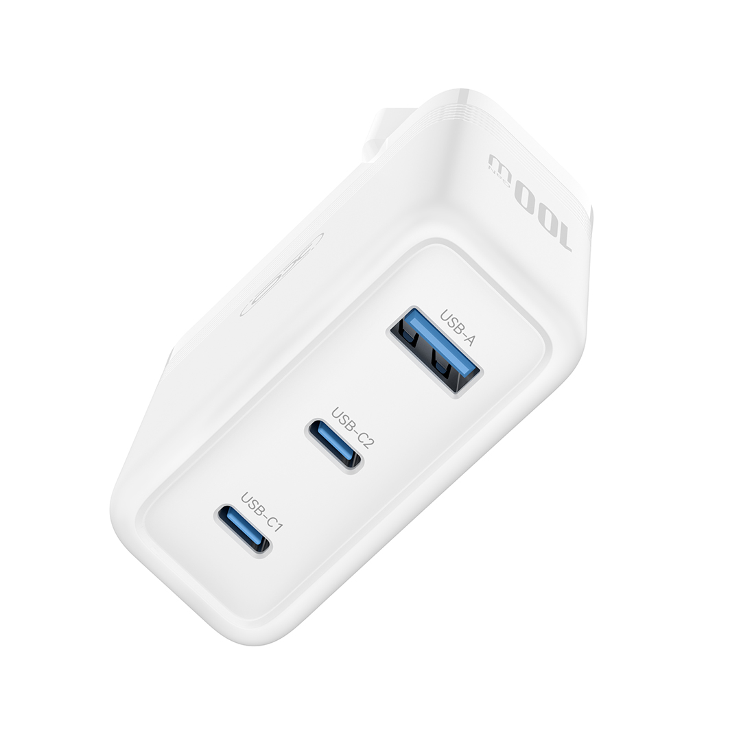 XO-väggladdare CE35 PD 100W 2x USB-C 1x USB vit