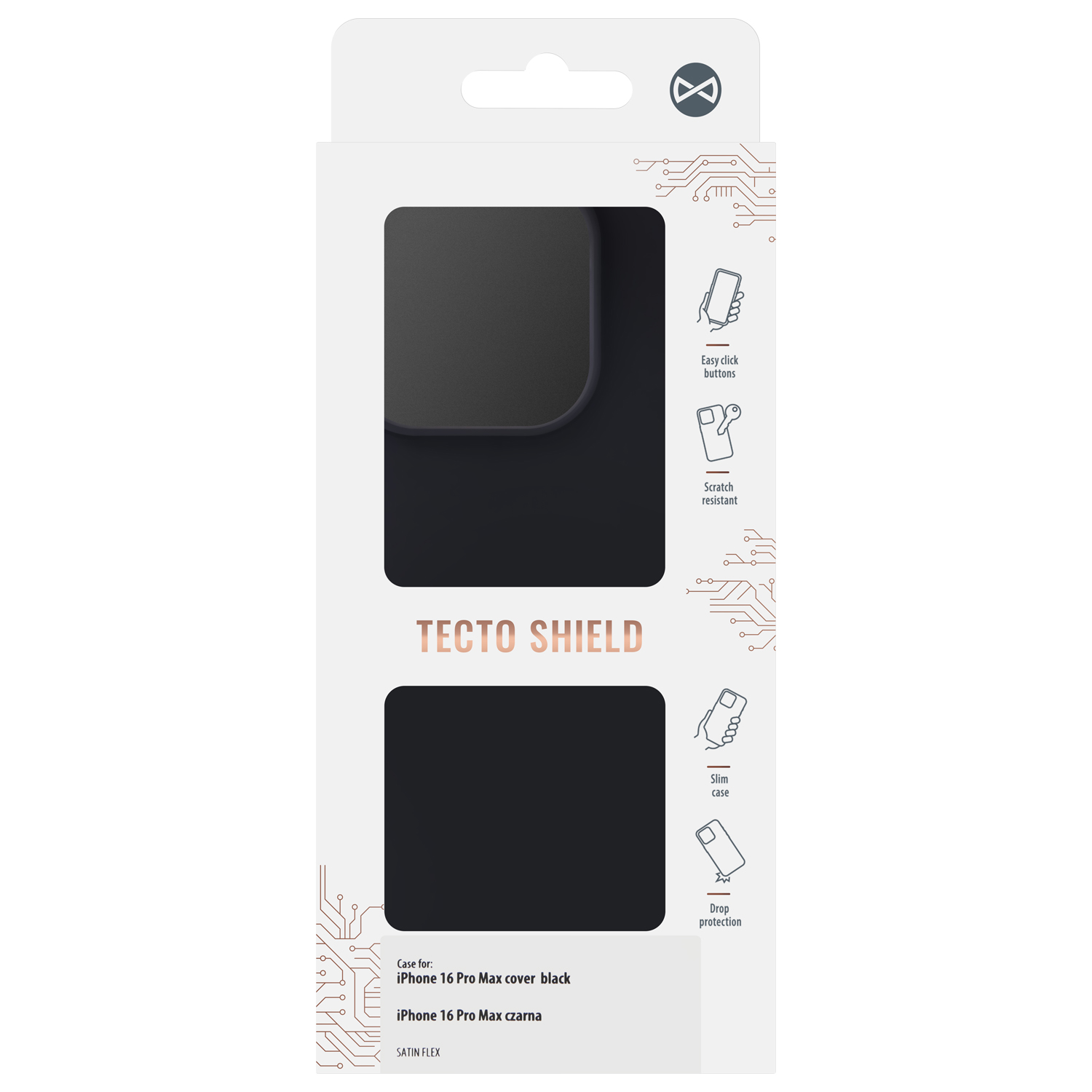 Satin Flex iPhone 16 Pro Max-fodral svart