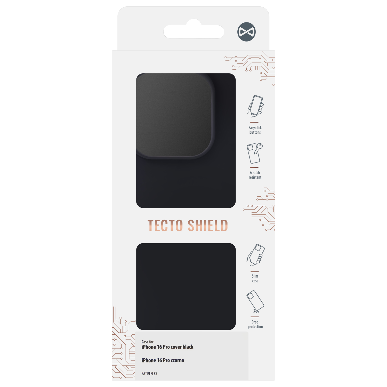 Satin Flex iPhone 16 Pro-fodral svart