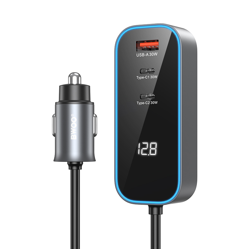 BWOO CC107 PD car charger 1x USB-C – USB-A port 30W black