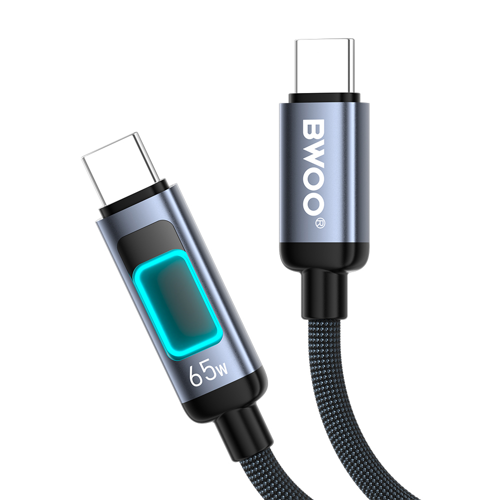 BWOO X324CC braided fast charging cable with light display PD 60W USB-C – USB-C