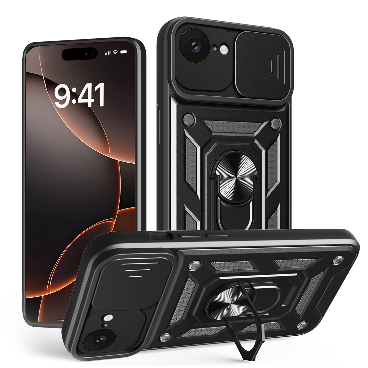 Defender Slide-fodral för iPhone 16e svart