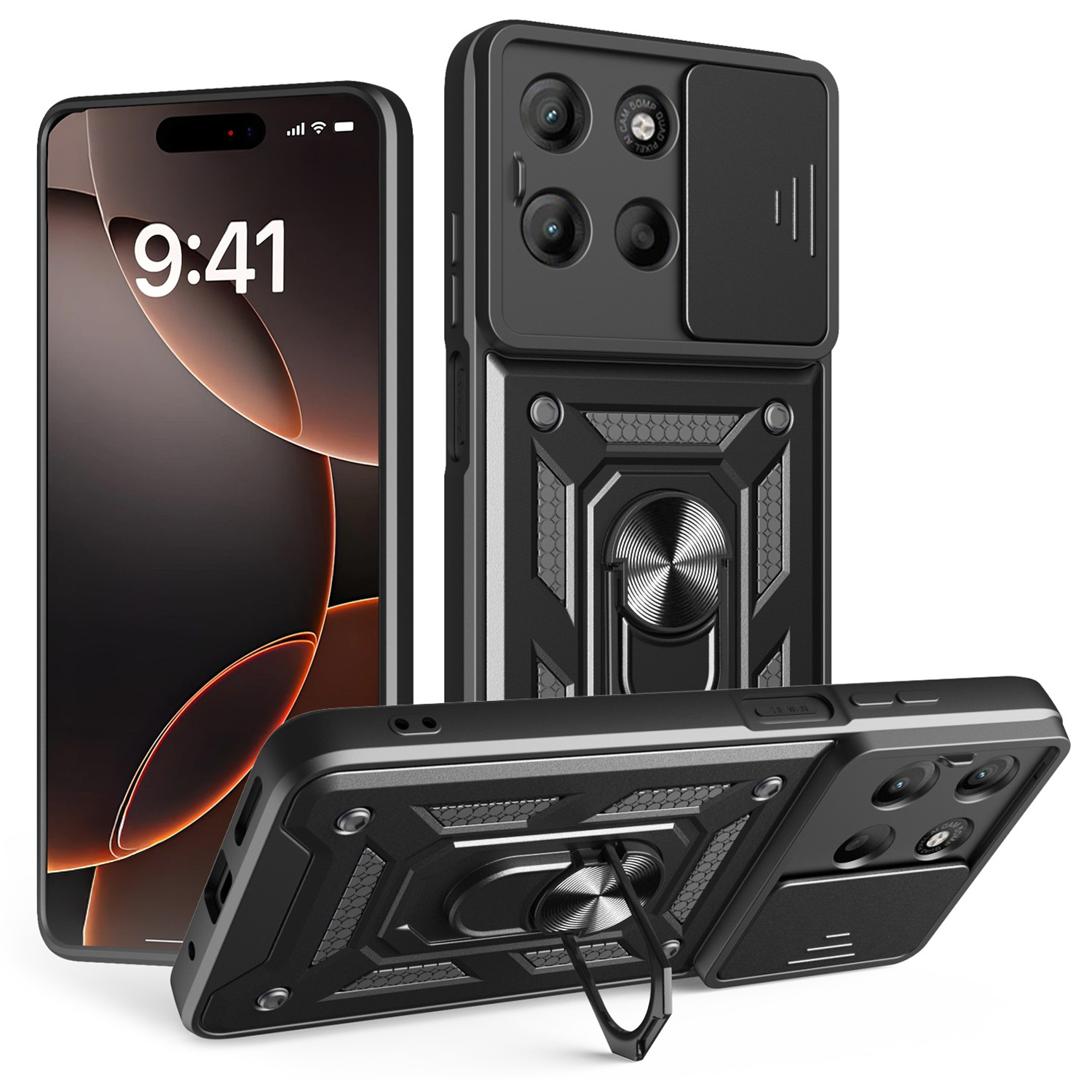 Etui Defender Slide Motorola Moto G15/G15 Power/G17/G17 Power czarne