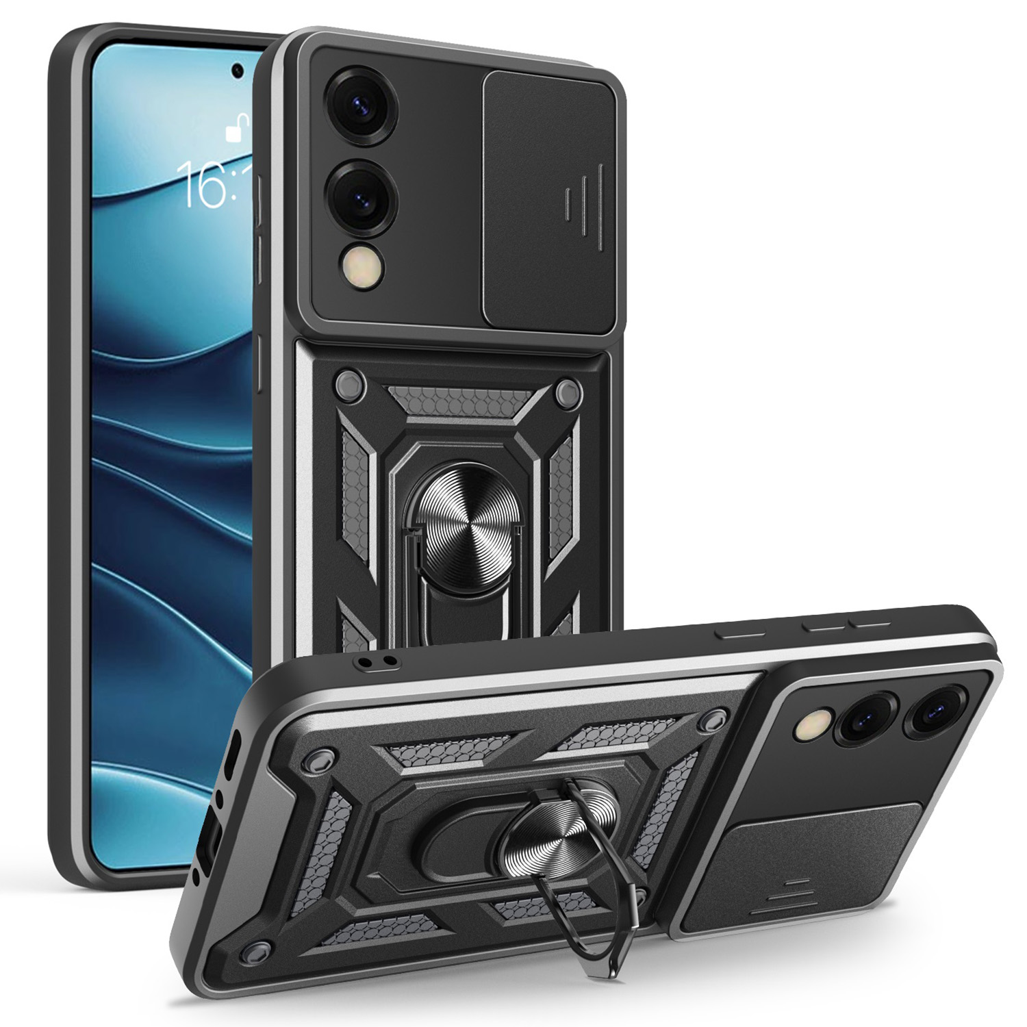 Defender Slide-fodral för Samsung Galaxy S25 Edge i svart