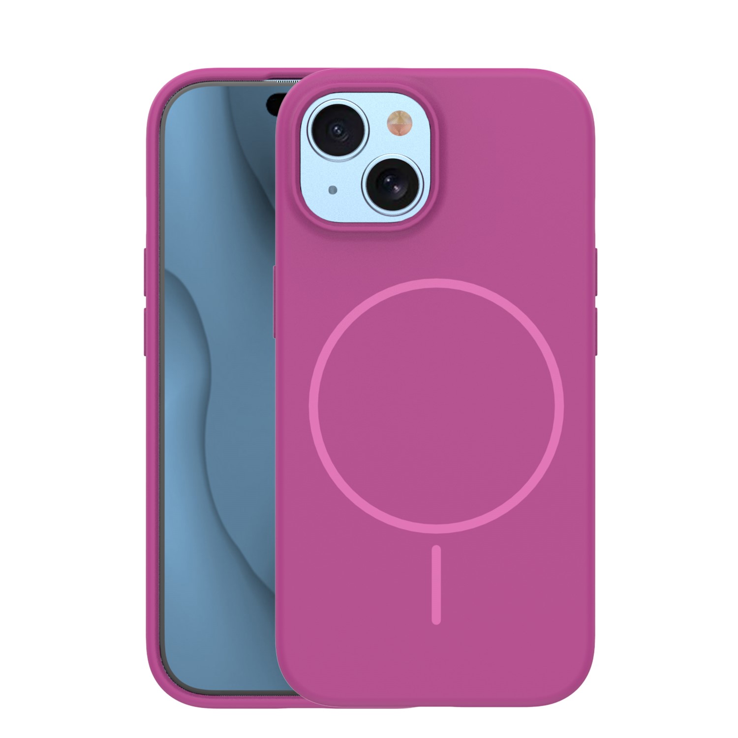 Silicone Thin Mag case for iPhone 15 6,1″ fuschia