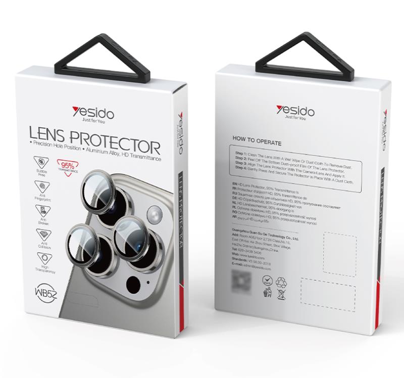 yesido Lens Protector WB52 do iPhone 16 Pro / 16 Pro Max, BLACK / CZARNY