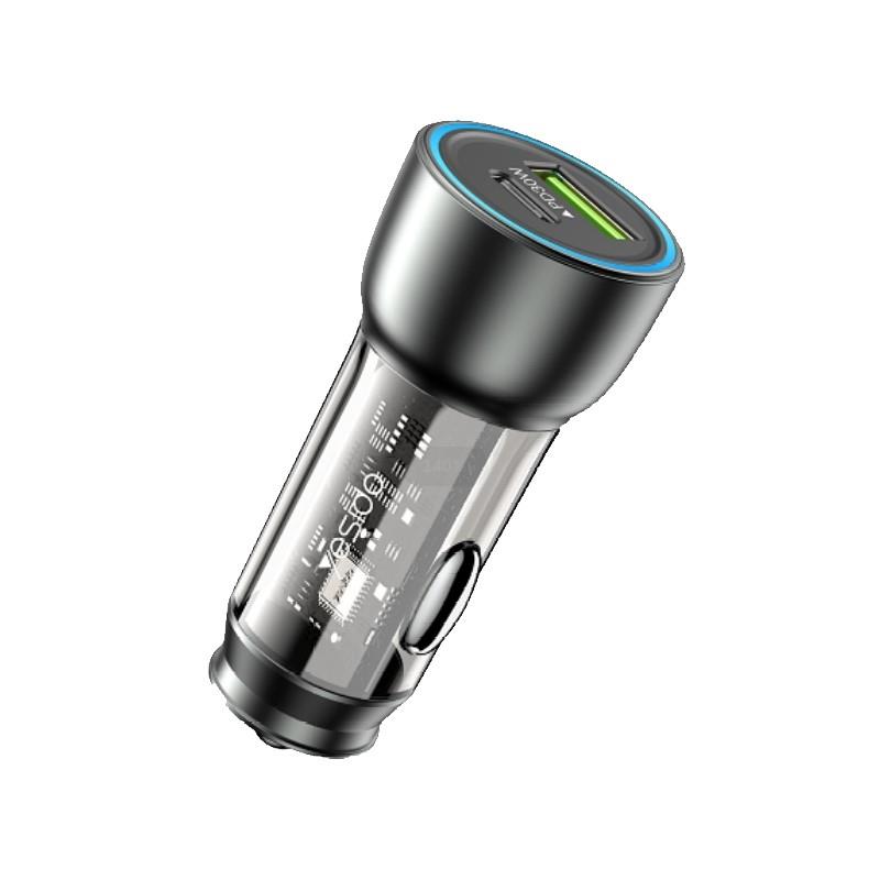 yesido Ład. sam. Y49 PD 30W + QC3.0 18W USB-A+C , BLACK / CZARNY