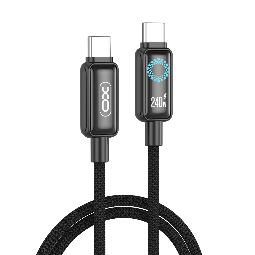 XO kabel NB-Q312A PD USB-C - USB-C 1,0m 240W czarny z LED