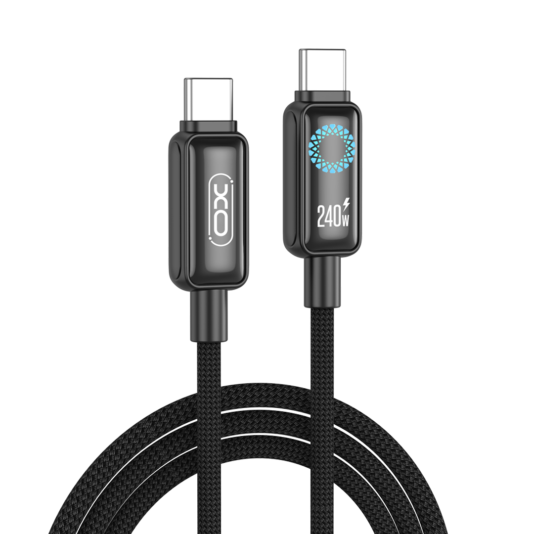 XO kabel NB-Q312B PD USB-C - USB-C 2,0m 240W czarny z LED