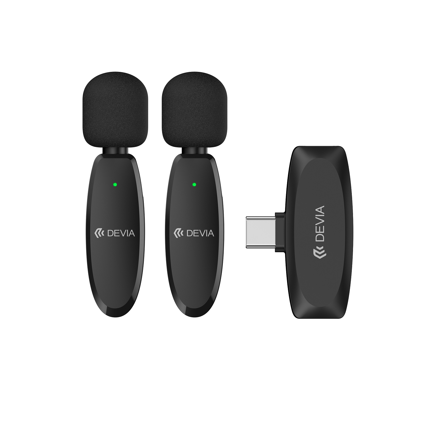 Devia mikrofon do telefonu Lite 1 USB-C 2w1 bezprzewodowy krawatowy czarny