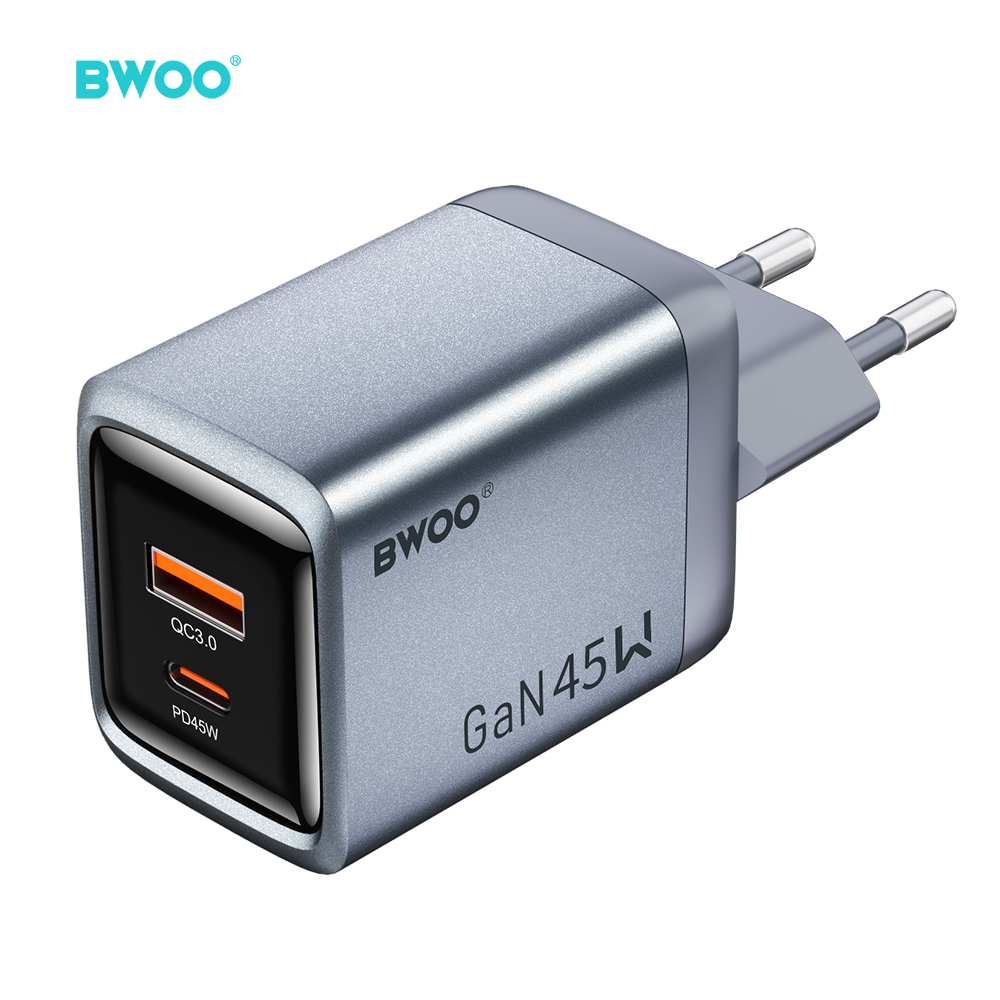 BWOO ładowarka sieciowa GaN BO-CDA240 1xUSB-A + 1xUSB-C 3A PD 45W + QC 18W