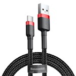 Baseus sladd Cafule USB – USB-C 0,5 m 3A röd-svart