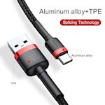 Baseus sladd Cafule USB – USB-C 0,5 m 3A röd-svart