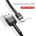 Baseus kabel Cafule USB – USB-C 0,5 m 3A grå-svart