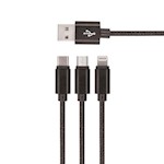 Setty 3-in-1-kabel USB – Lightning + USB-C + microUSB 1,0 m 2A KN3W1-01 svart