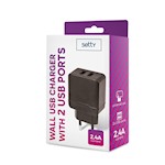 Setty laddare 2x USB 2,4A svart