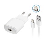Forever TC-01 laddare 1x USB 2A vit + Lightning-kabel