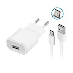Forever TC-01 laddare 1x USB 2A vit + microUSB-kabel