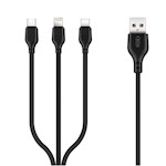 XO-kabel NB103 3-i-1 USB – Lightning + USB-C + microUSB 1,0 m 2,1A svart