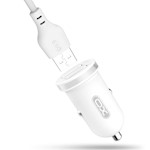 XO bil laddare TZ08 2x USB 2,1A vit + Lightning-kabel
