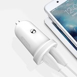XO bil laddare TZ08 2x USB 2,1A vit + Lightning-kabel