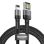 Baseus sladd Cafule USB – Lightning 1,0 m 2,4A grå-svart dubbelsidig USB