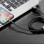 Baseus sladd Cafule USB – Lightning 1,0 m 2,4A grå-svart dubbelsidig USB