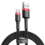 Baseus-kabel Cafule USB – USB-C 3,0 m 2A röd-svart