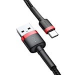 Baseus-kabel Cafule USB – USB-C 3,0 m 2A röd-svart