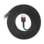 Baseus-kabel Cafule USB – USB-C 3,0 m 2A röd-svart