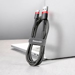 Baseus-kabel Cafule USB – USB-C 3,0 m 2A röd-svart