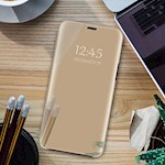 Smart Clear View-fodral för Samsung Galaxy S22 i guld