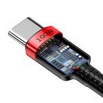 Baseus sladd Cafule PD USB-C – USB-C 2,0 m 5A röd-svart 100W