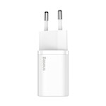 Baseus väggladdare Super Si PD 20W 1x USB-C vit + USB-C – Lightning-kabel