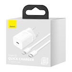 Baseus väggladdare Super Si PD 20W 1x USB-C vit + USB-C – Lightning-kabel
