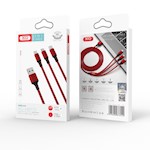 XO-kabel NB173 3in1 USB – Lightning + USB-C + microUSB 1,2 m 2,4A röd