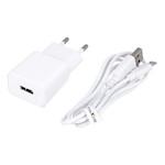 Maxlife MXTC-01 laddare 1x USB 2,1A vit + microUSB-kabel