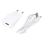 Maxlife MXTC-01 laddare 1x USB 1A vit + USB-C-kabel