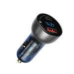 Baseus biladapter Särskild PD 65W 1x USB 1x USB-C transparent