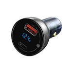 Baseus biladapter Särskild PD 65W 1x USB 1x USB-C transparent