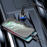 Baseus biladapter Särskild PD 65W 1x USB 1x USB-C transparent
