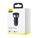 Baseus biladapter Särskild PD 65W 1x USB 1x USB-C transparent
