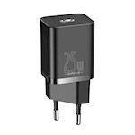 Baseus väggladdare Super Si PD 25W 1x USB-C svart + USB-C – USB-C-kabel