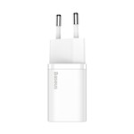 Baseus väggladdare Super Si PD 25W 1x USB-C vit + USB-C – USB-C-kabel