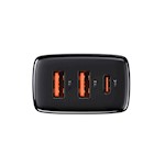 Baseus väggladdare Kompakt PD 30W 1x USB-C 2x USB svart