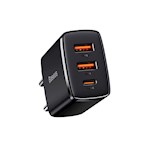 Baseus väggladdare Kompakt PD 30W 1x USB-C 2x USB svart