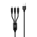 Forever 3in1-kabel USB – Lightning + USB-C + microUSB 1,2 m 2A svart