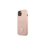 Guess fodral för iPhone 13 6,1" GUHCP13MPSATPP hårdfodral rosa Saffiano Double Card Triangle